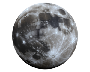 Detailed Full Moon Surface with Craters and Texture Realistic Lunar Landscape Celestial Body on transparent background