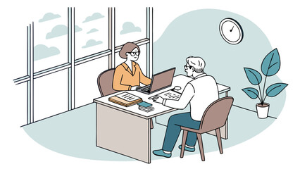 Collaboration between two professionals during a meeting in a modern office setting in the afternoon