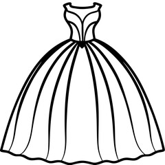 Ball gown line art vector