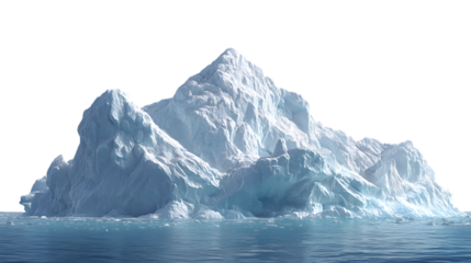 Large iceberg with blue crevasses in the ocean isolated on transparent background