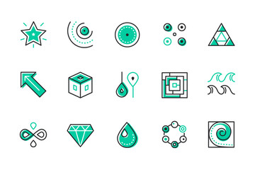 Abstract symbols - set of line design style icons