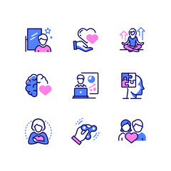 Psychology concept - line design style icons set