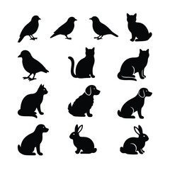 Diverse Animal Silhouettes Icon Collection