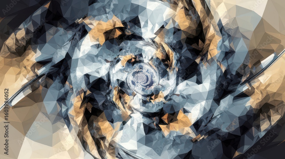 Fototapete abstract fractal mosaic structure design with geometric polygon forms