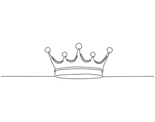 Continuous line drawing of golden crown. Single line illustration of crown. Imperial concept. Editable outline