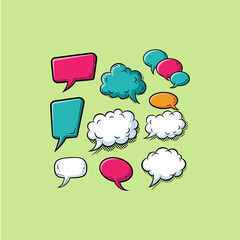 Set of comic speech bubbles icon logo flat vector design