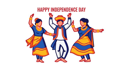 Celebrating Independence Day with Traditional Indian Dancers in Colorful Costumes