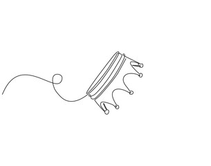 Continuous line drawing of golden crown. Single line illustration of crown. Imperial concept. Editable outline