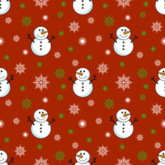 Snowman pattern, red background