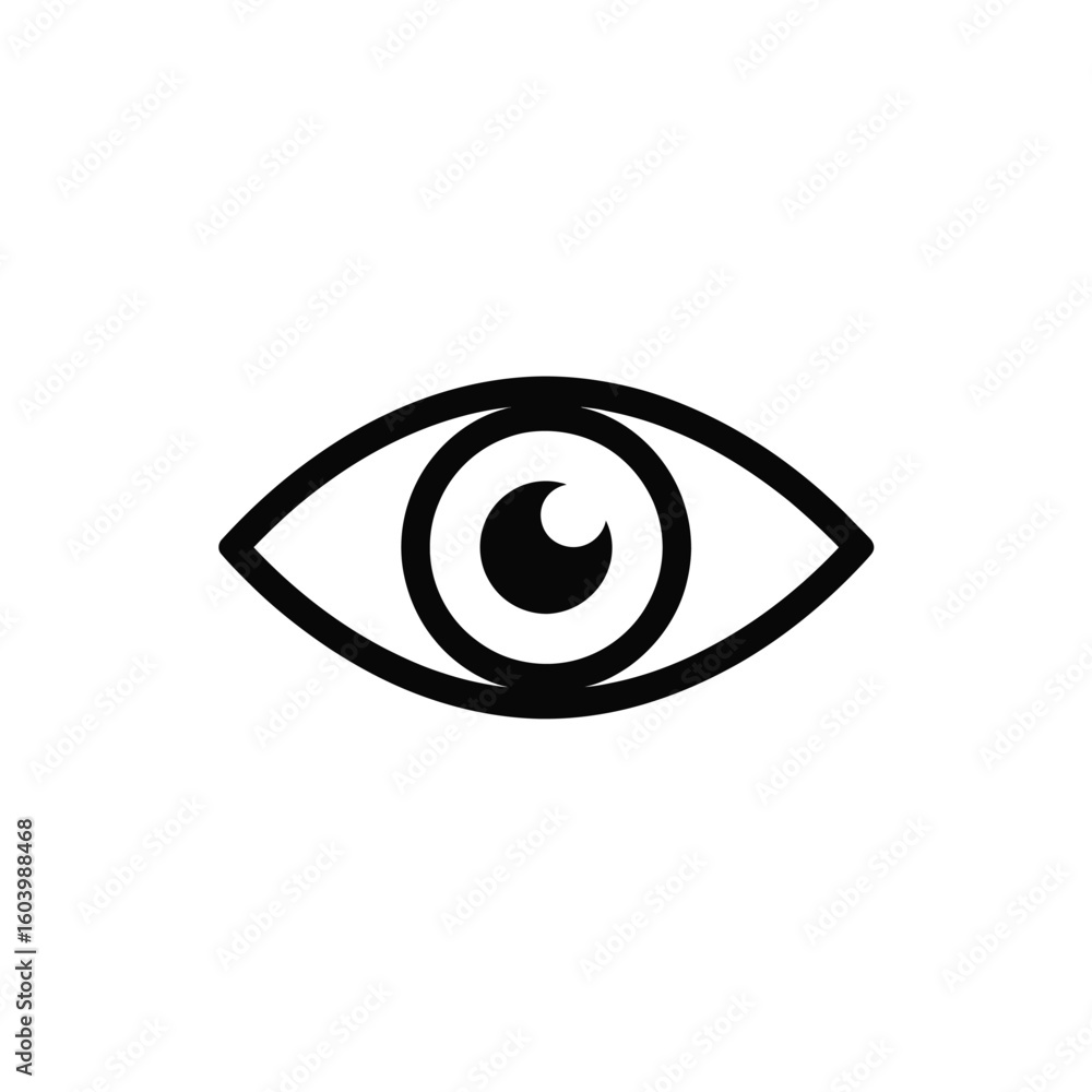 Poster simple eye icon design with clear lines and elegant shapes in a minimalist style