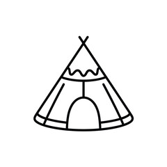 Teepee Tent Illustration A Simple Black and White Line Drawing of a Native American Tent