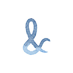 Watercolor Ampersand: Delicate Blue Symbol