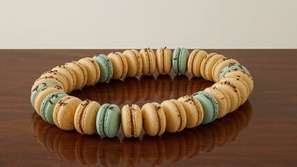 Delicious macaron arrangement in creative circle display