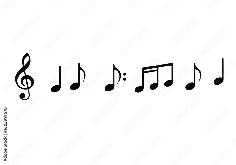 Aufkleber a simple and elegant arrangement of musical notes against a clean white backdrop creates a visually 