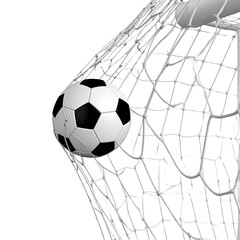 Naklejka premium Black and white leather soccer ball isolated on white background