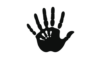 Obraz premium Black handprint with bone structure visible against white background