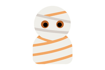 Cute cartoon mummy character with orange and white bandages