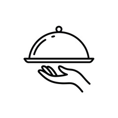 Elegant Food Service Icon Illustrating Hospitality and Culinary Excellence with Clean Lines