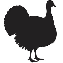 Silhouette of a turkey standing with its tail feathers displayed on a white background image view created with generated ai