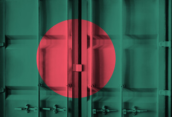 Shipping container with Bangladesh national flag overlay