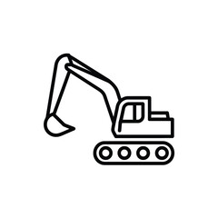 Excavator Construction Equipment Icon Black and White Vector Illustration Simple and Modern Design