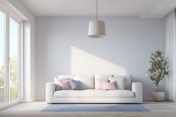 modern interior design featuring harmonious blend of pastel tones that creates calming atmosphere