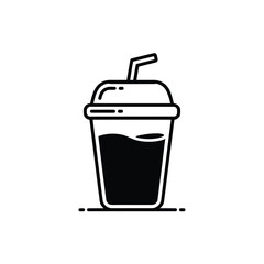 Minimalist Graphic of a Beverage Cup with a Straw on a White Background