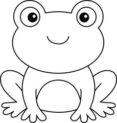 Cute Little Frog Vector Line Art