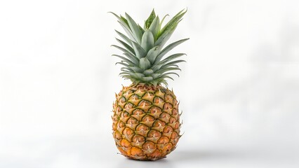 Tropical Delight: A close-up shot of a vibrant pineapple, displaying a vivid, textured skin and the iconic leafy crown, representing freshness and tropical flavor.