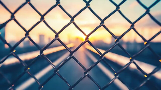 Wire mesh fence sunlight