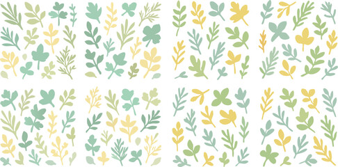 Colorful handdrawn leaves and foliage.