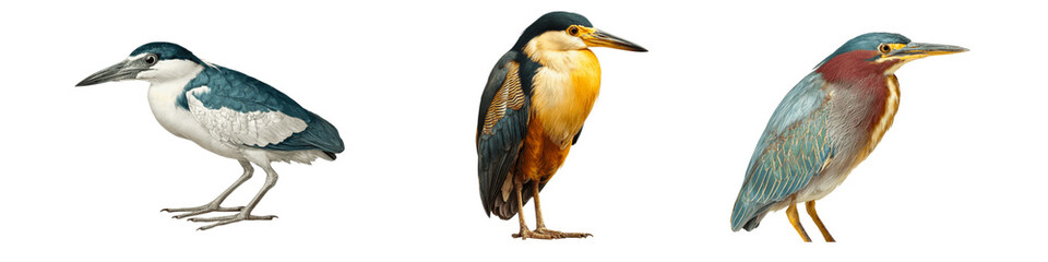 Fototapeta premium Unique broadbill heron on transparent background.