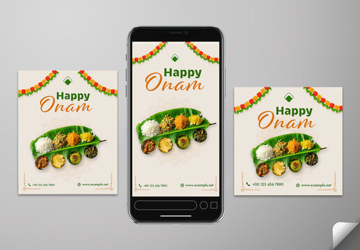 Onam Festival Social Media Template &ndash; Traditional Kerala Sadya Post
