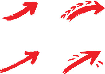 Hand drawn red arrow icon. Vector up arrows 