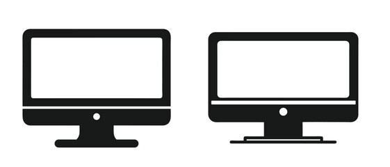 Computer Monitor Icon. Minimalist Black and White Illustrations for Tech UI and Device Graphics.