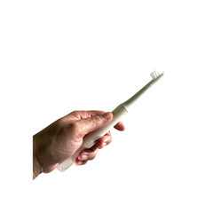 Hand Holding a Electric Toothbrush with On transparent background