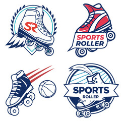 A dynamic and energetic roller sports logo featuring a stylized figure in motion, equipped with inline or quad skates, conveying speed, agility, and balance.