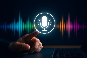 concept of voice commands, virtual assistants, speech recognition, or sound engineering in a technological context.