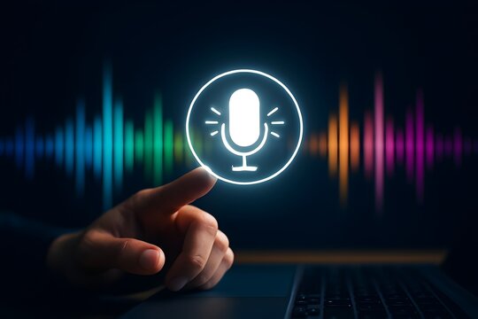 concept of voice commands, virtual assistants, speech recognition, or sound engineering in a technological context.