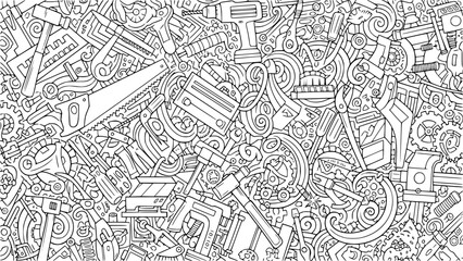 A chaotic collection of various tools and hardware, isolated on a white background