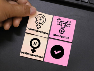 words perimenopause, menopause and postmenopause. the concept of menopause stage or period or age