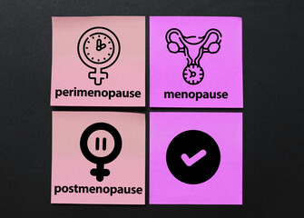 words perimenopause, menopause and postmenopause. the concept of menopause stage or period or age
