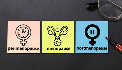 words perimenopause, menopause and postmenopause. the concept of menopause stage or period or age