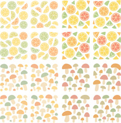 Cute Fruit and Mushroom Patterns.