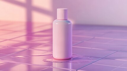 bottle of perfume on pink background