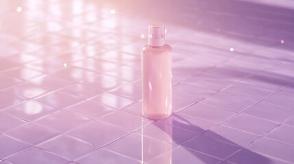 bottle of perfume on pink background