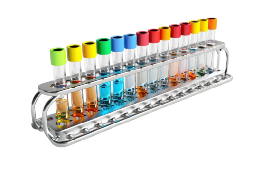 Test tubes in a rack transparent background
