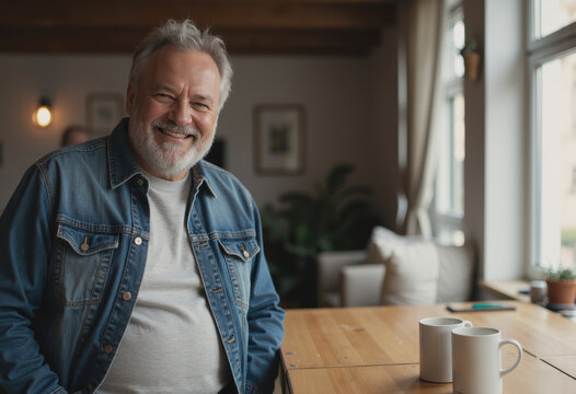 Joyful single father celebrating Father's Day with a warm smile