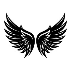 Angel Wings Sketch vector clean black silhouette design white background