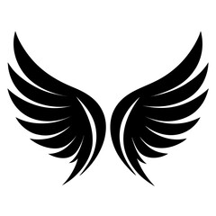 Fototapeta premium Angel Wings Sketch vector clean black silhouette design white background